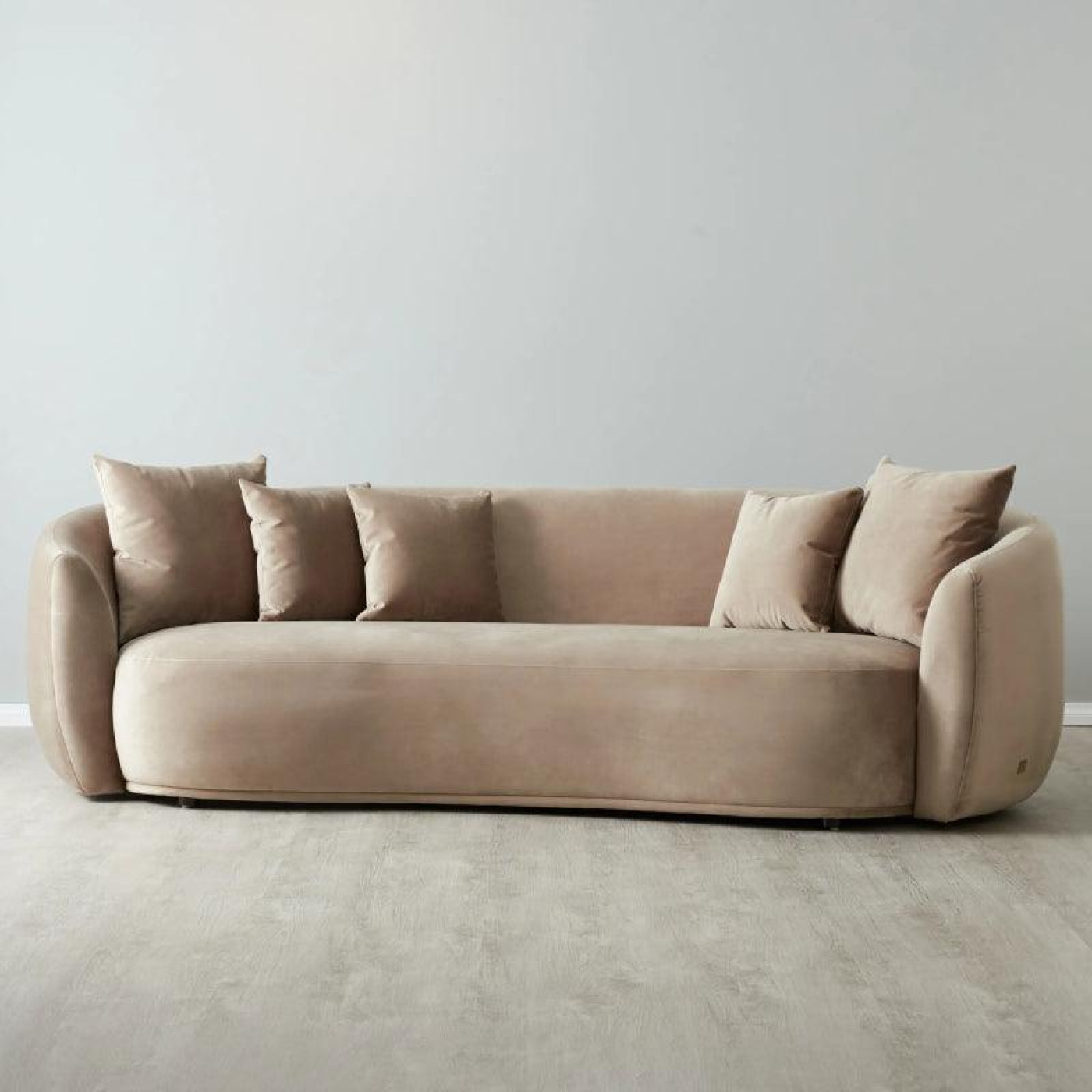 الهوم كنبة مخملية 3 - مقاعد - 300x85x85 - بني