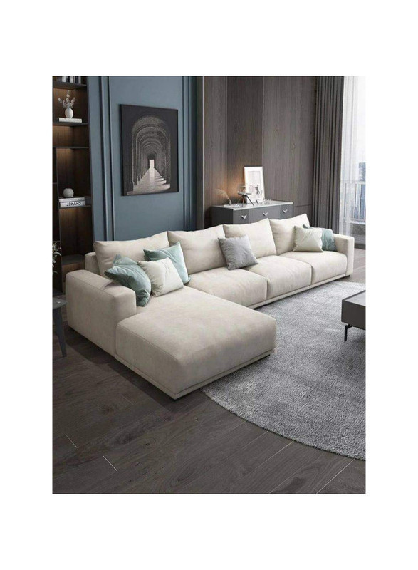 أريكة على شكل حرف L مقاس 300x180x90x88 سم - بيج، من آلهوم