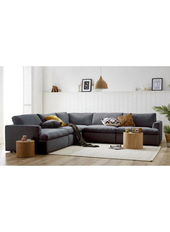 أريكة على شكل حرف L مقاس 300x300x95x90 - رمادي، من شركة آلهوم