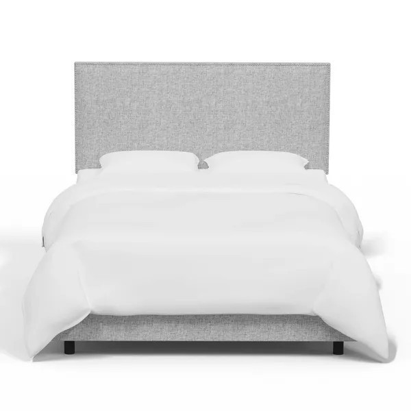 Alhome Silver Dream: سرير فردي من الخشب السويدي مع قماش الكتان، اللون فضي، الأبعاد 120x200x140
