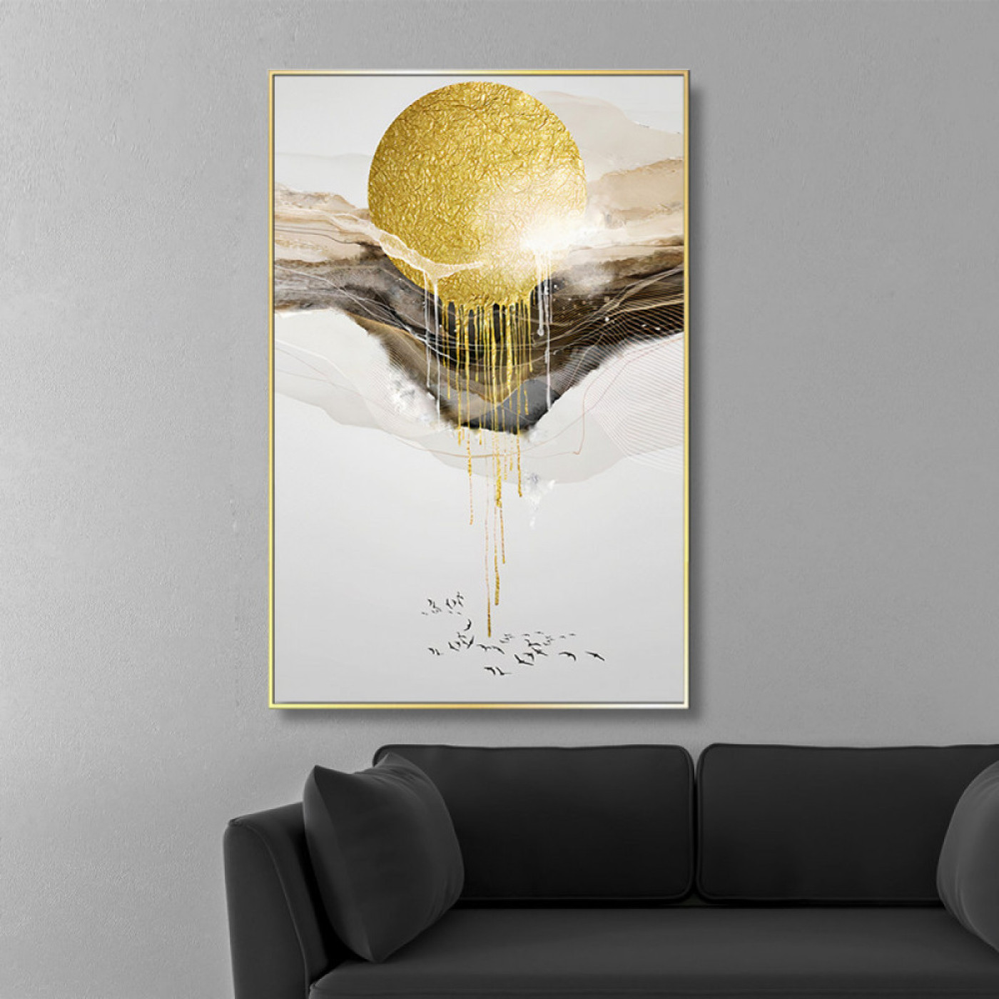لوحة حائط قماشية لعصافير - 120x80 سم - أبيض