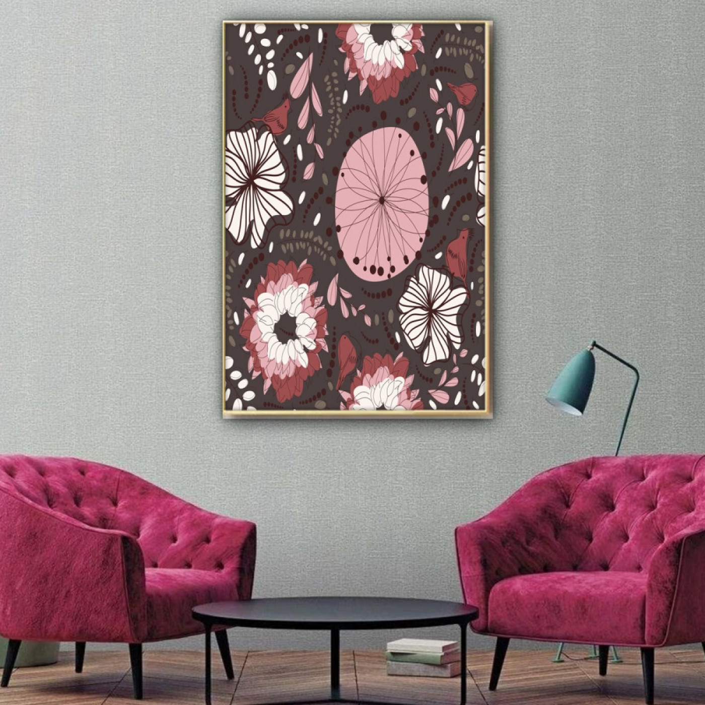 لوحة قماشية فنية لأزهار مع برواز - 120x80 سم