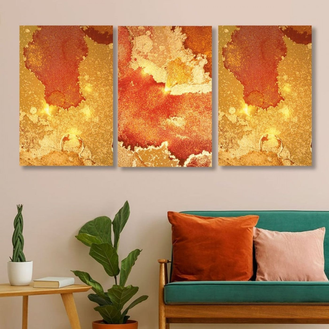 لوحة حائط خشبية أمواج اللون البرتقالي - 120x60 سم - خشب ام دي اف - PH 175