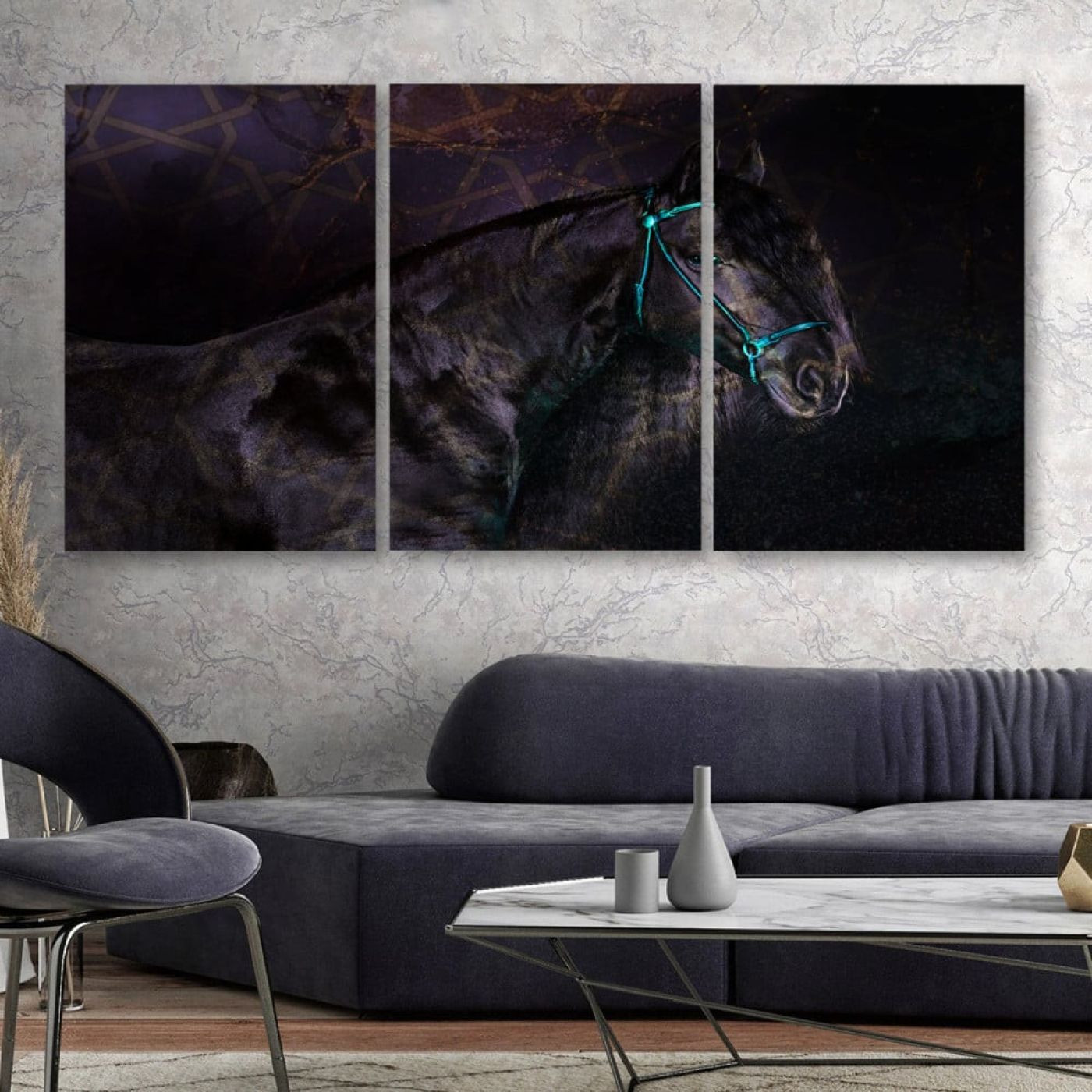 لوحة حائط خشبية حصان أسود - 120x60 سم - خشب ام دي اف - PH 200