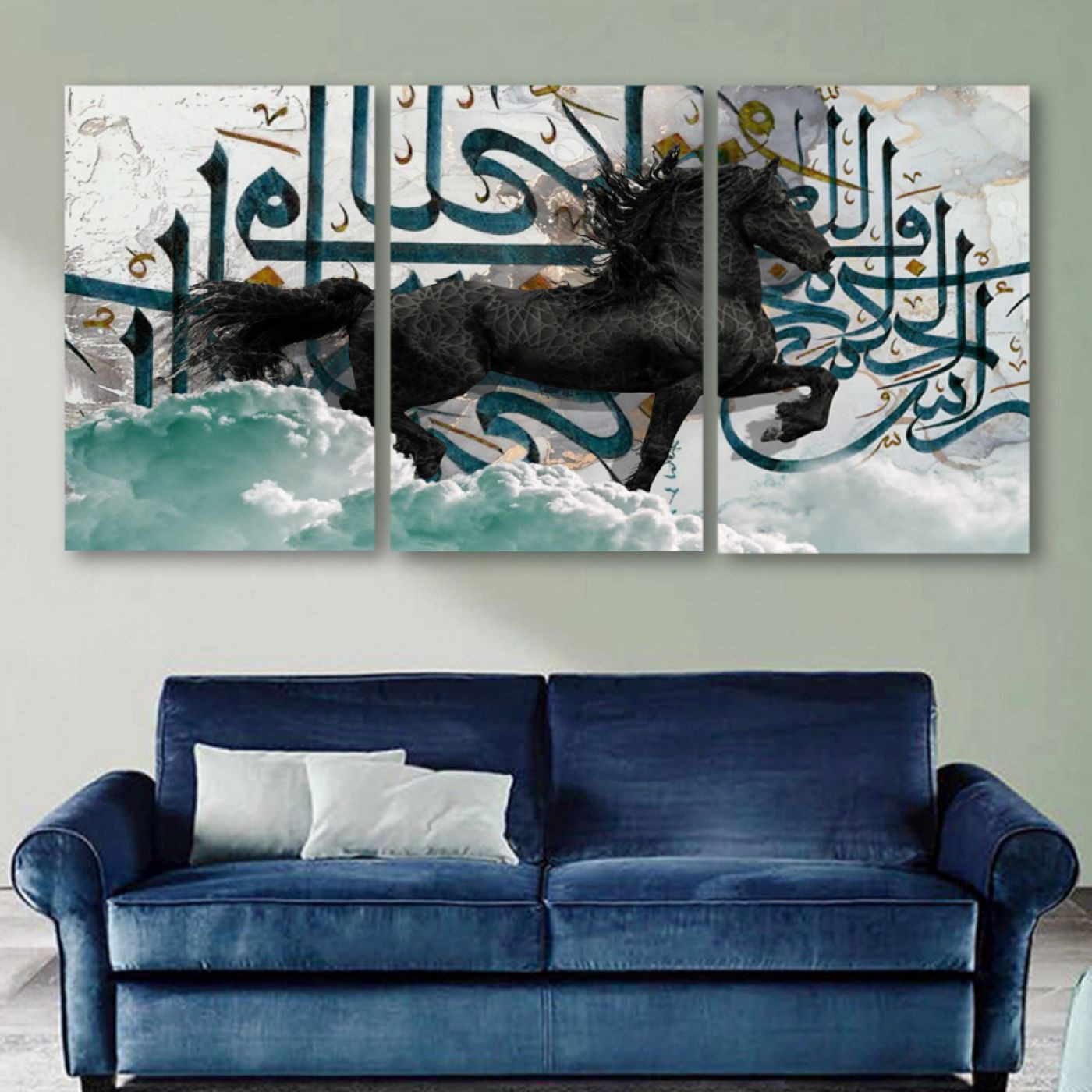 لوحة حائط خشبية حصان مع كتابة عربية - 120x60 سم - خشب ام دي اف - PH 203