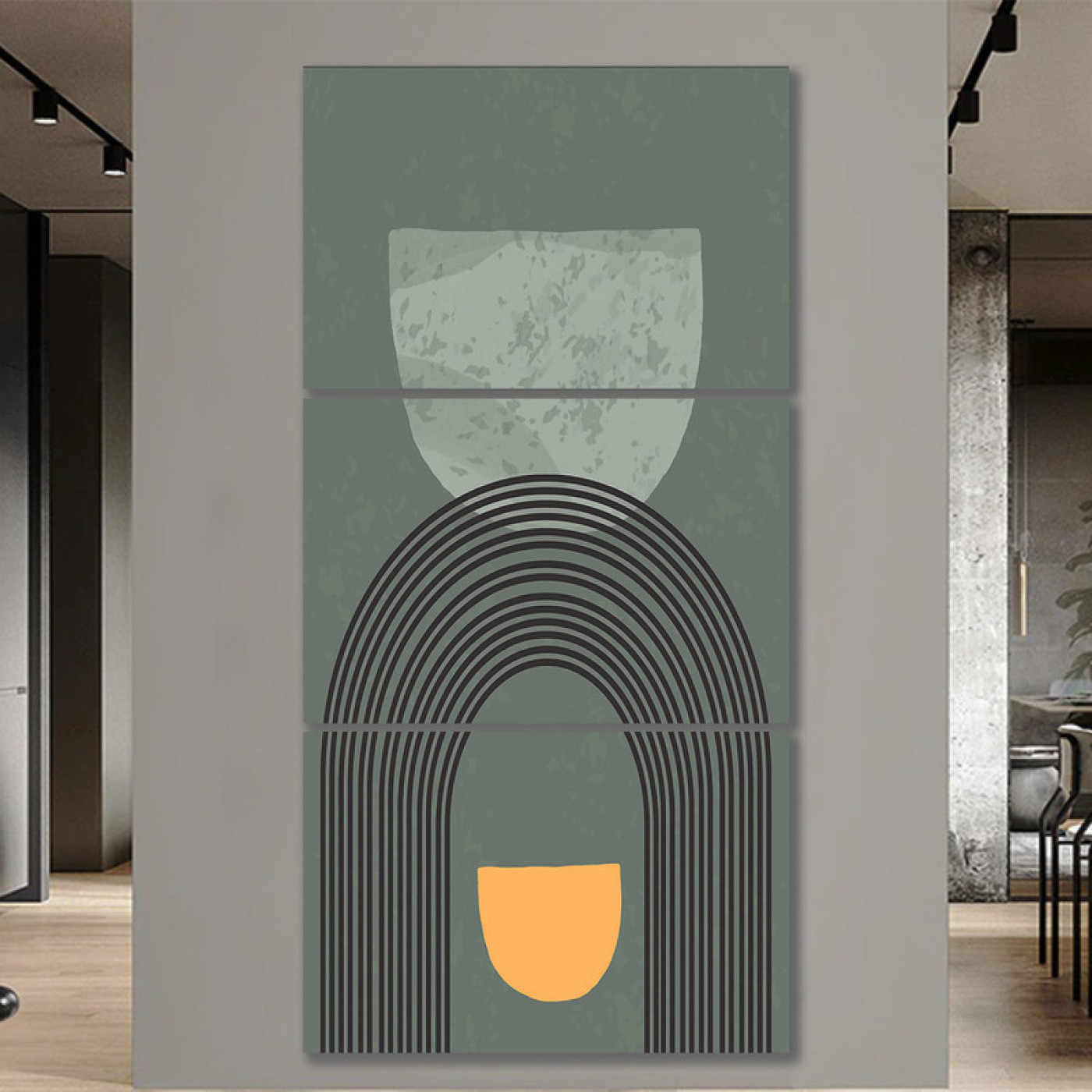 لوحة جدارية فنية بأشكال تجريدية - 3 قطع - 120x60 سم