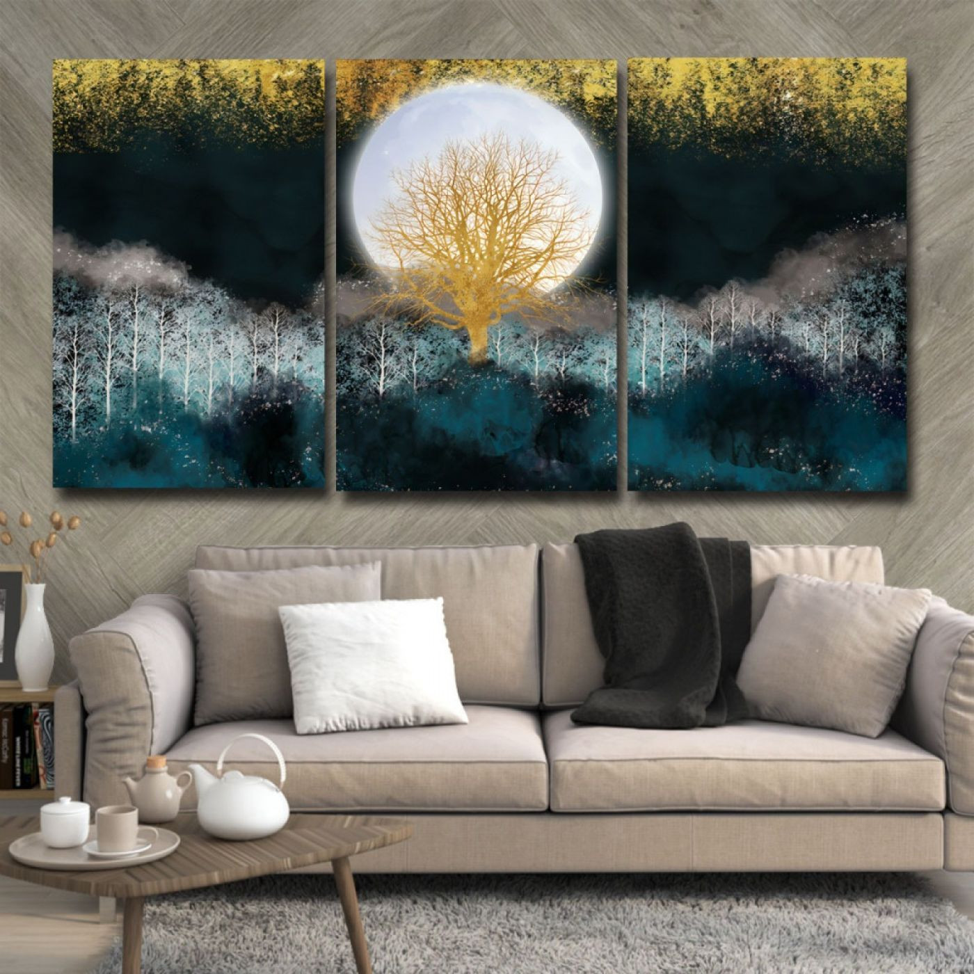 لوحة حائط بتصميم طبيعة تجريدي - خشب ام دي اف - 120x60 سم - PH 257