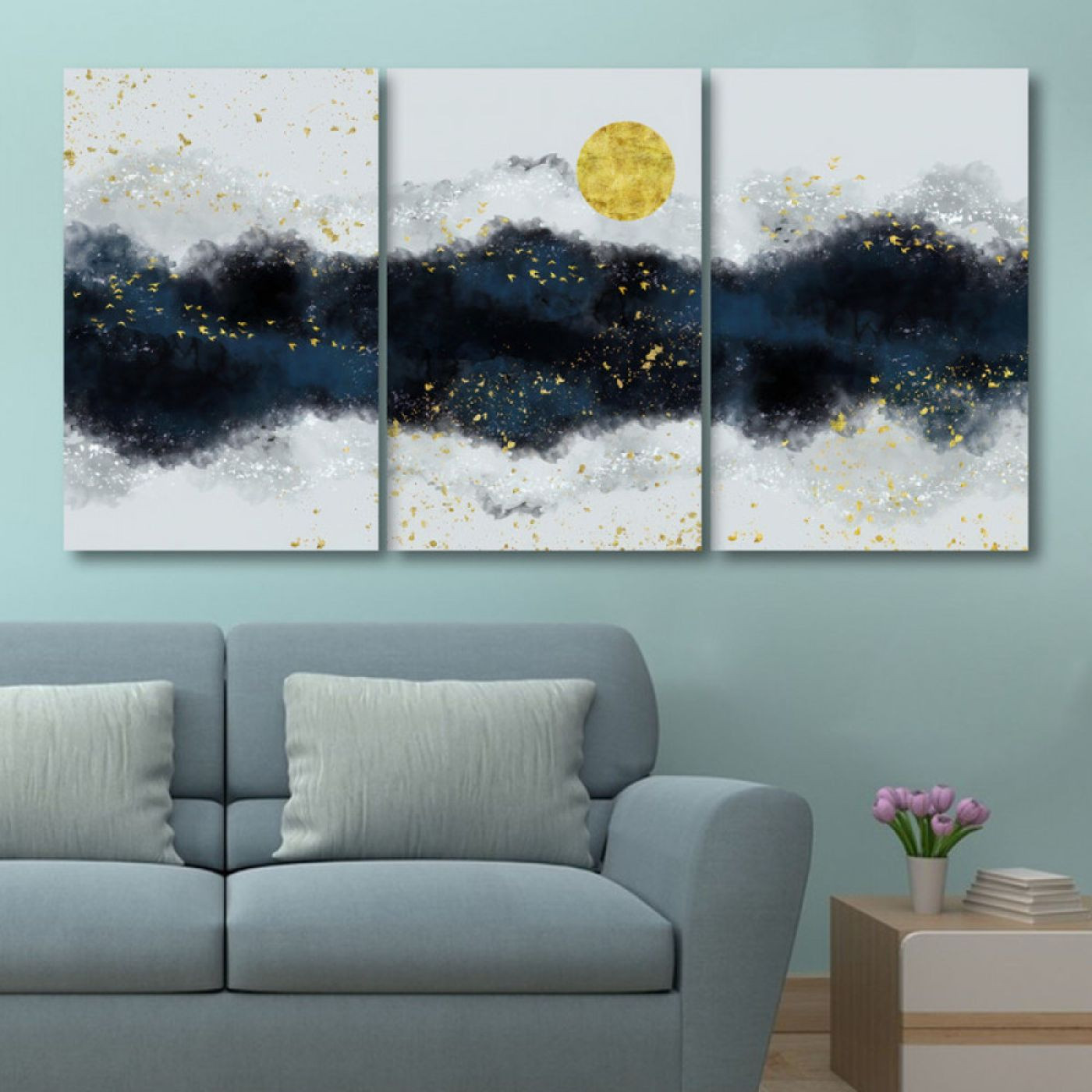 لوحة حائط بتصميم تجريدي مون لايت - خشب ام دي اف - 120x60 سم - PH 258