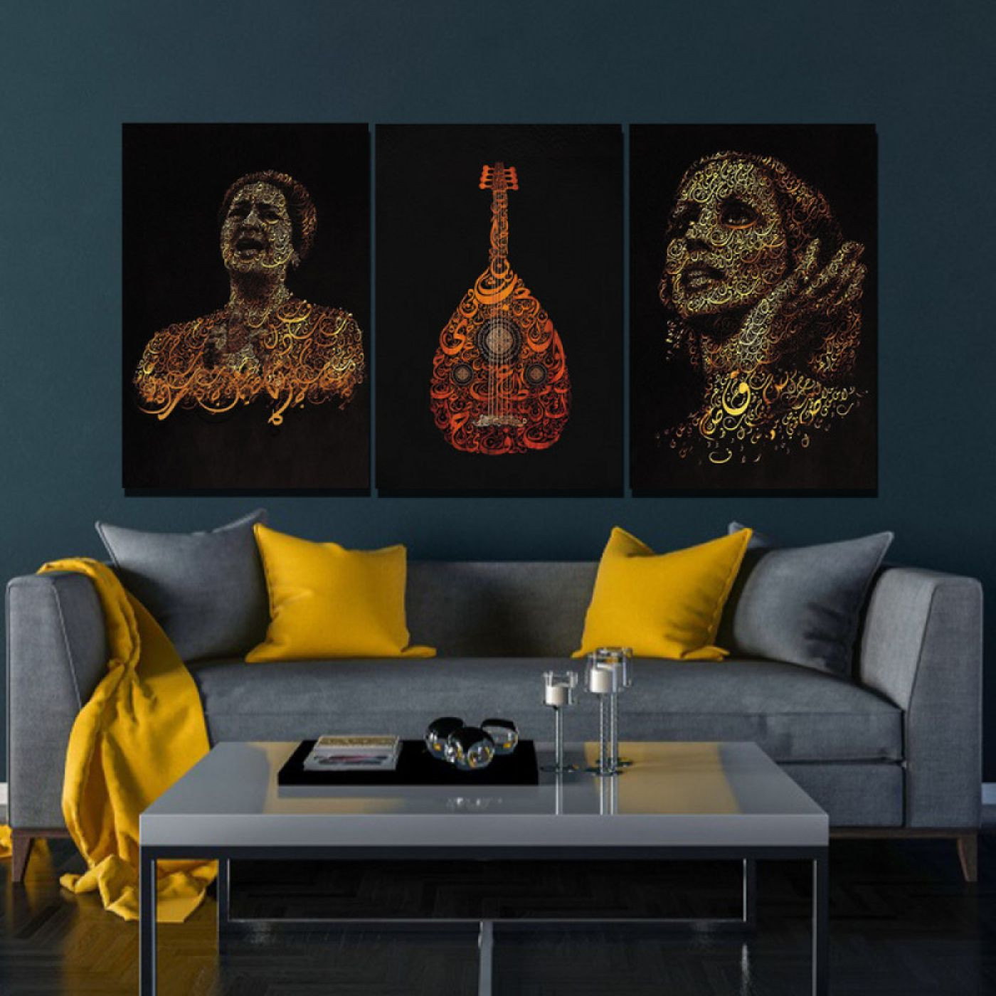 لوحة حائط فيروز وأم كلثوم - خشب ام دي اف - 120x60 سم - PH 296