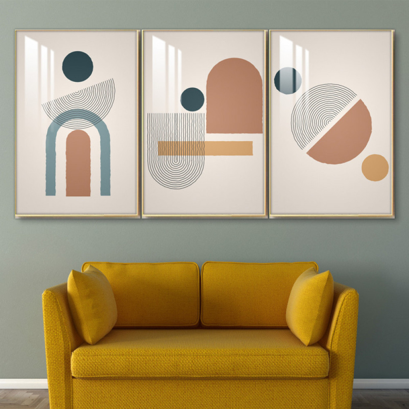 لوحة جدارية مبتكرة لأشكال عشوائية - 3 قطع