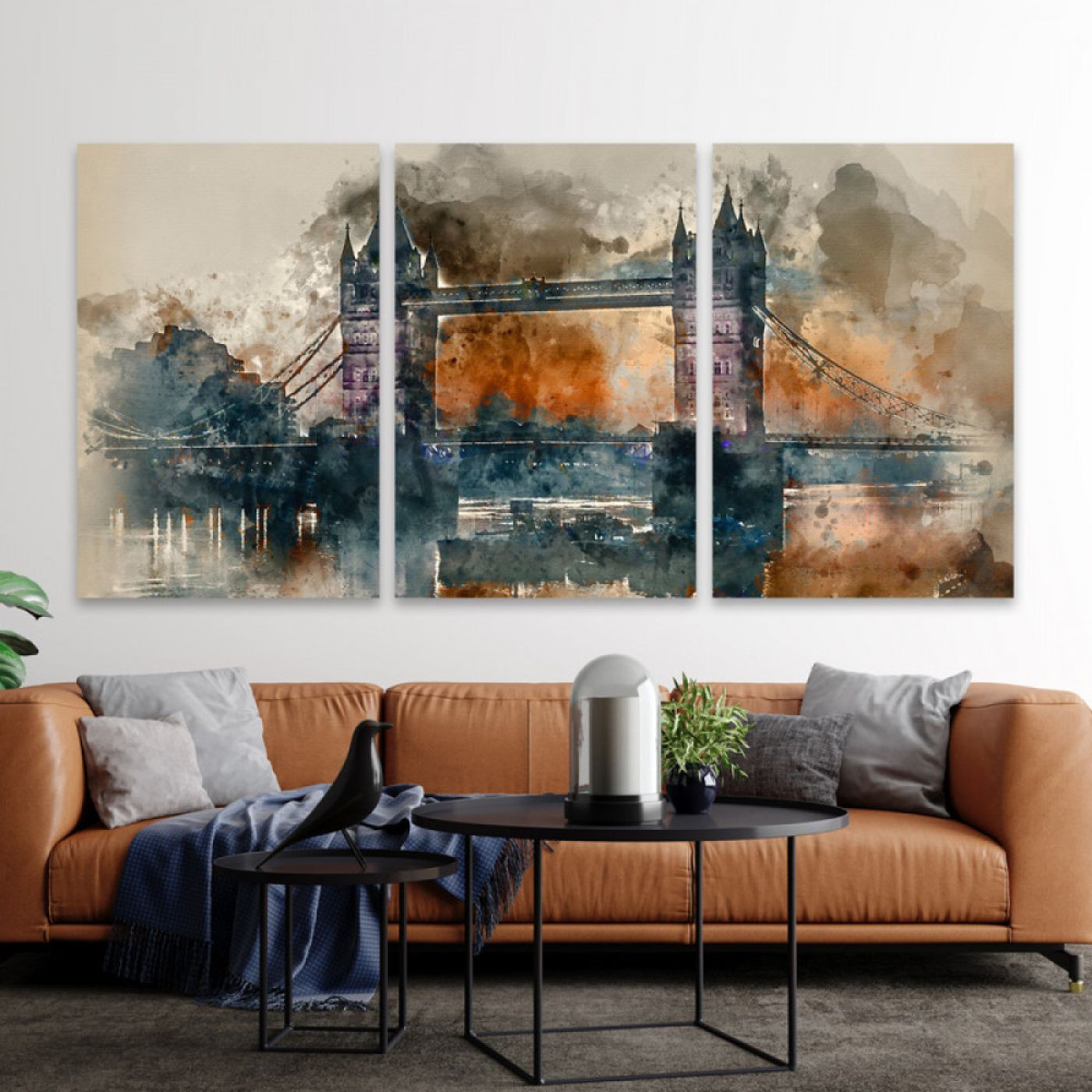 لوحة حائط جسر لندن ثلاث ثطع - خشب ام دي اف - 120x60 سم - lp3-461