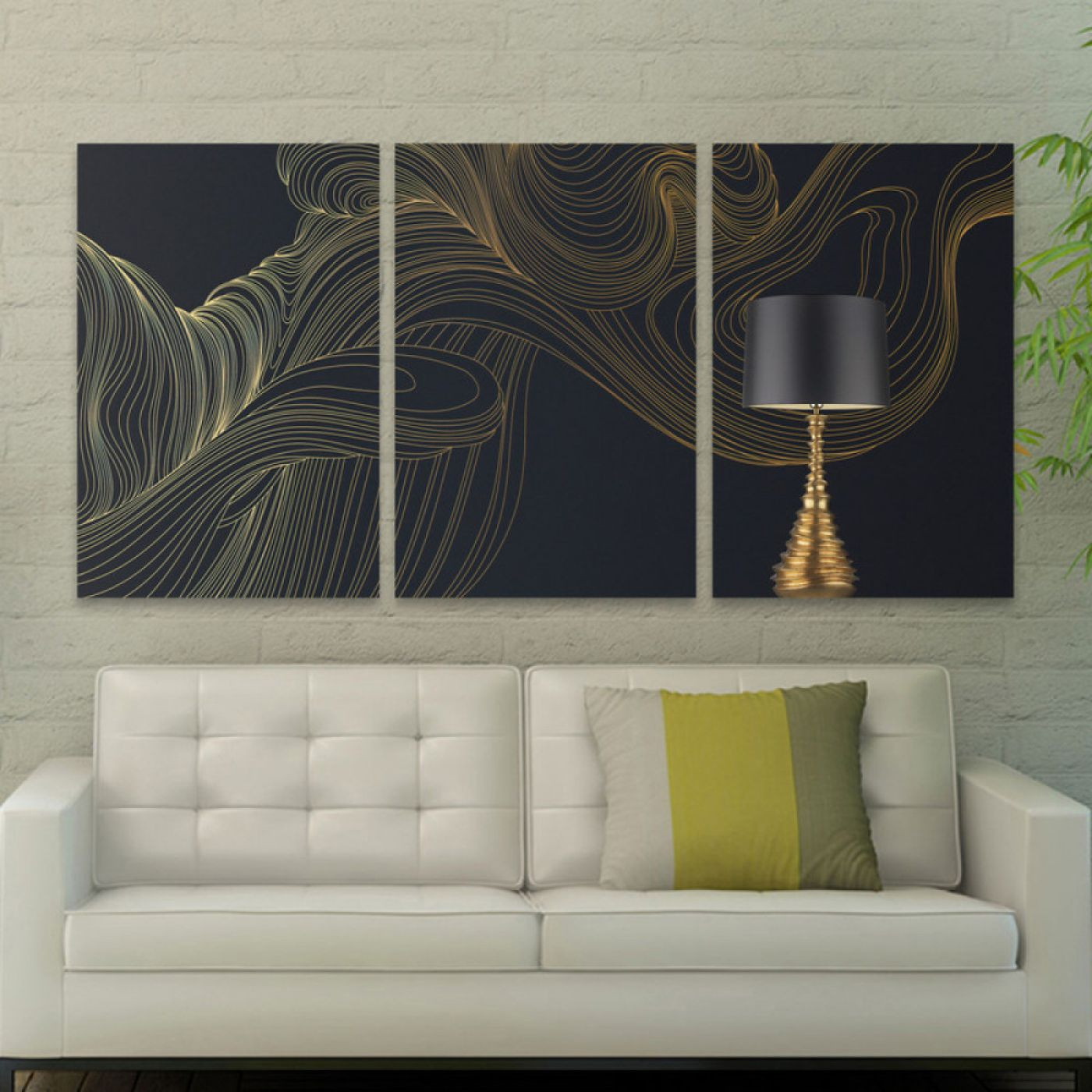 لوحة حائط الفن الحديث ثلاث ثطع - خشب ام دي اف - 120x60 سم - lp3-518