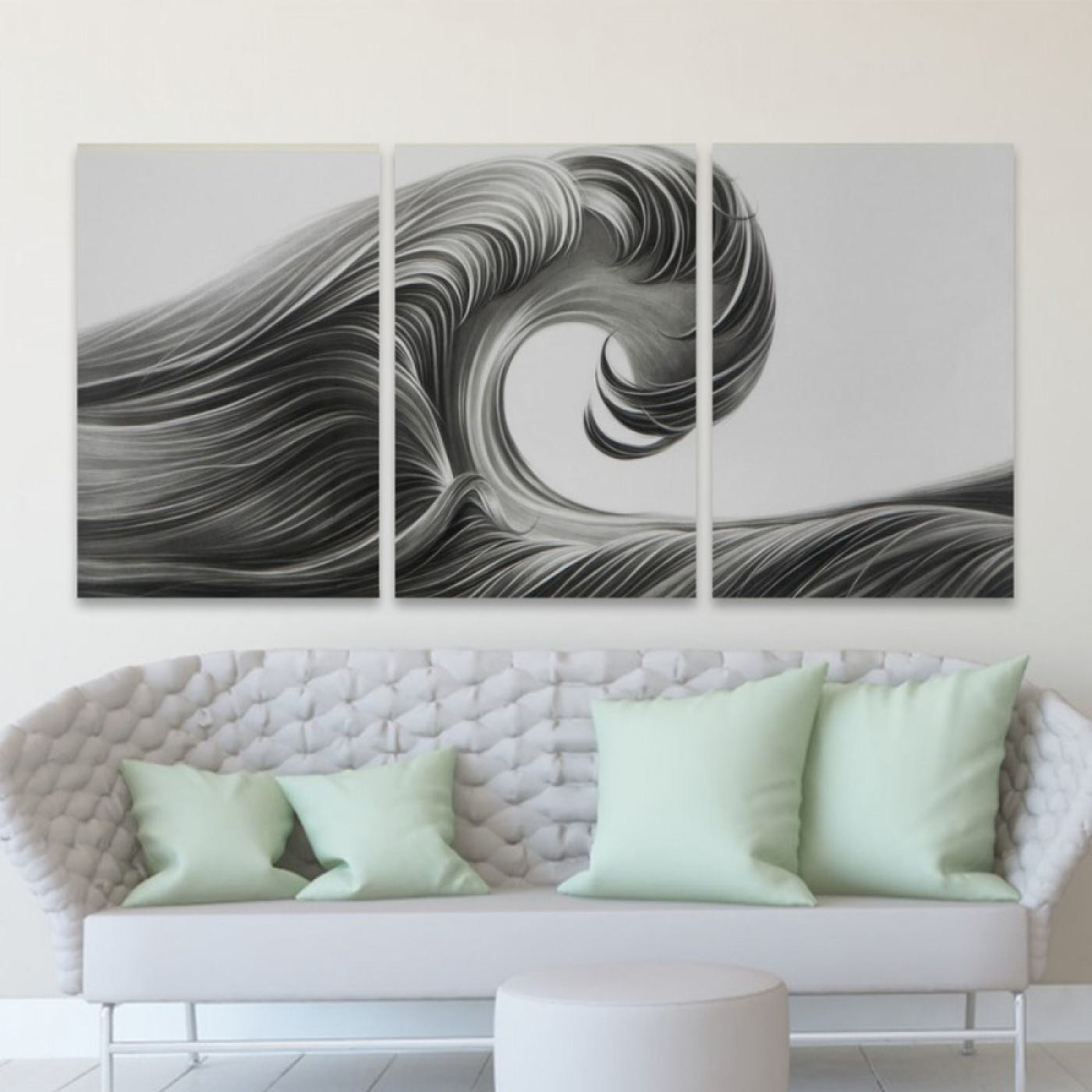 لوحة حائط الموجة المظلمة ثلاث ثطع - خشب ام دي اف - 120x60 سم - lp3-544