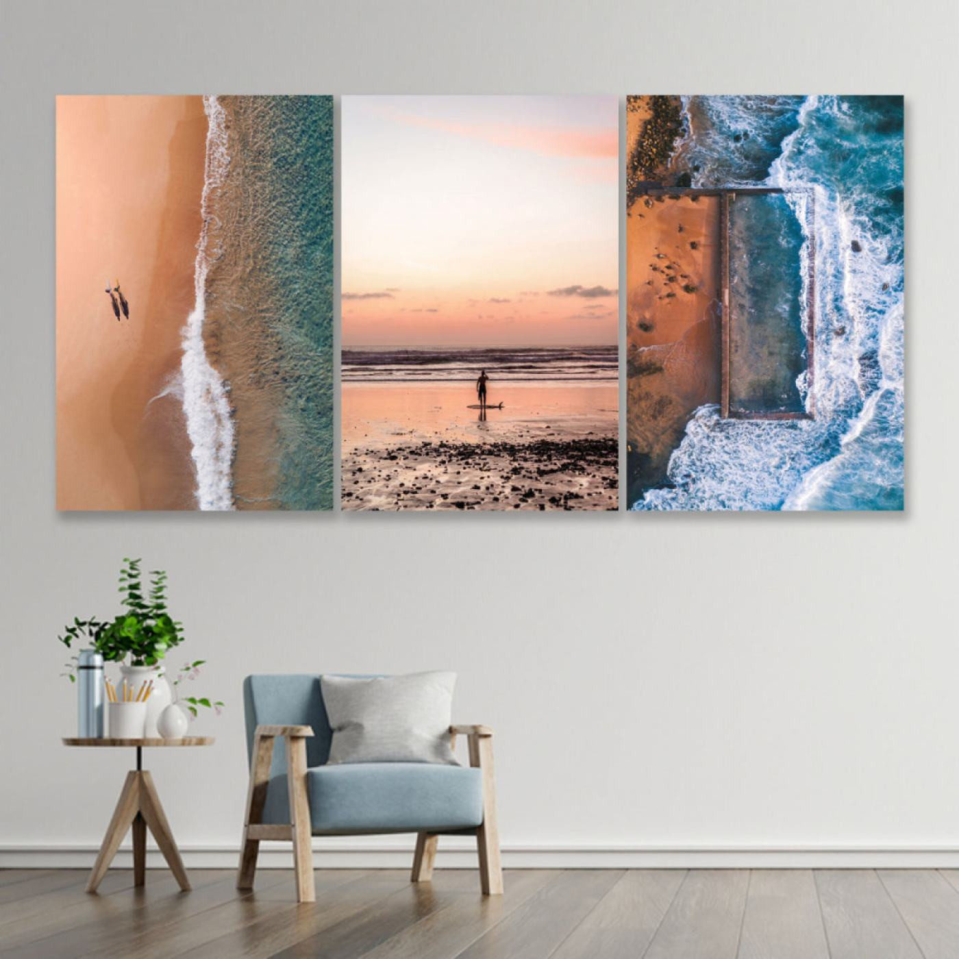لوحة حائط شاطئ وقت الغروب - خشب ام دي اف - 120x60 سم - PH 34