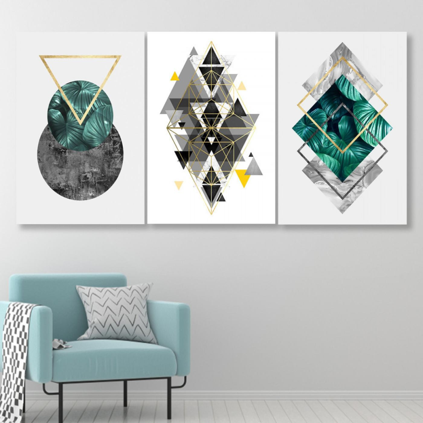 لوحة حائط أشكال هندسية - خشب ام دي اف - 120x60 سم - PH 55