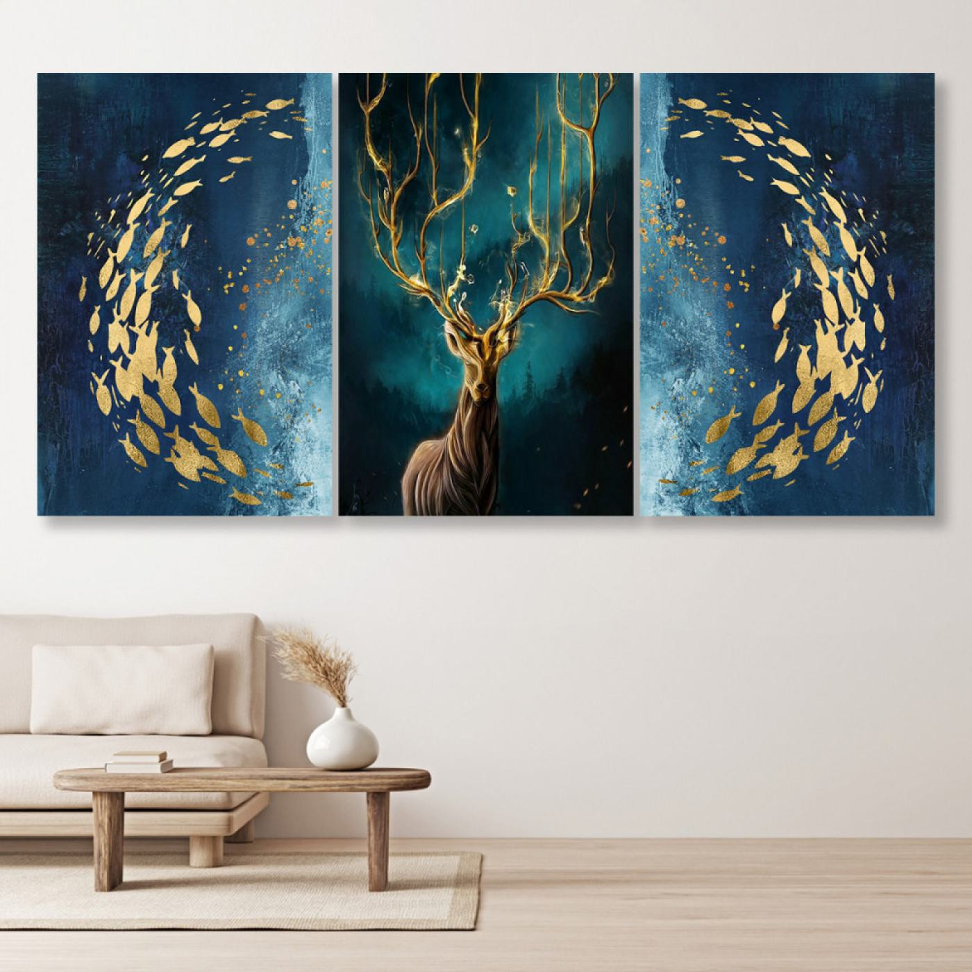 لوحة حائط الغزال الذهبي - خشب ام دي اف - 120x60 سم - PH 61