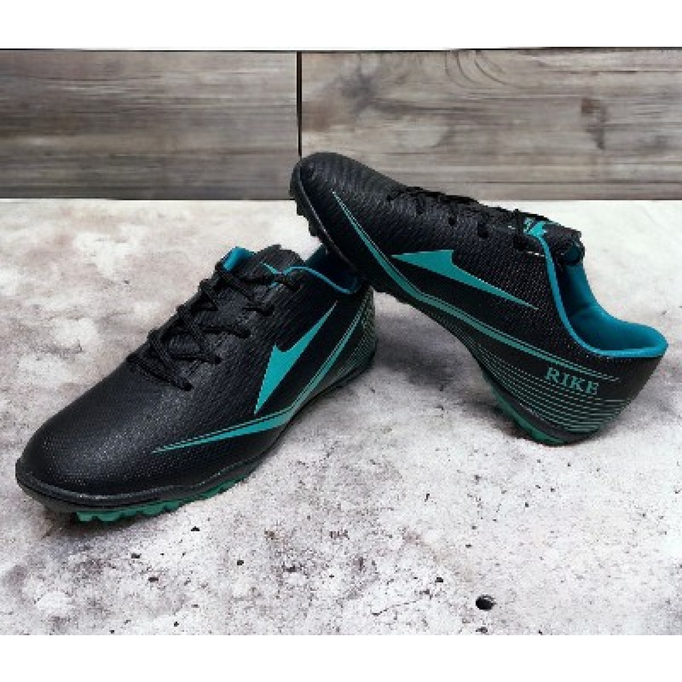 رايك حذاء كرة القدم للرجال من الجلد - أسود وتركواز - SHB - 760