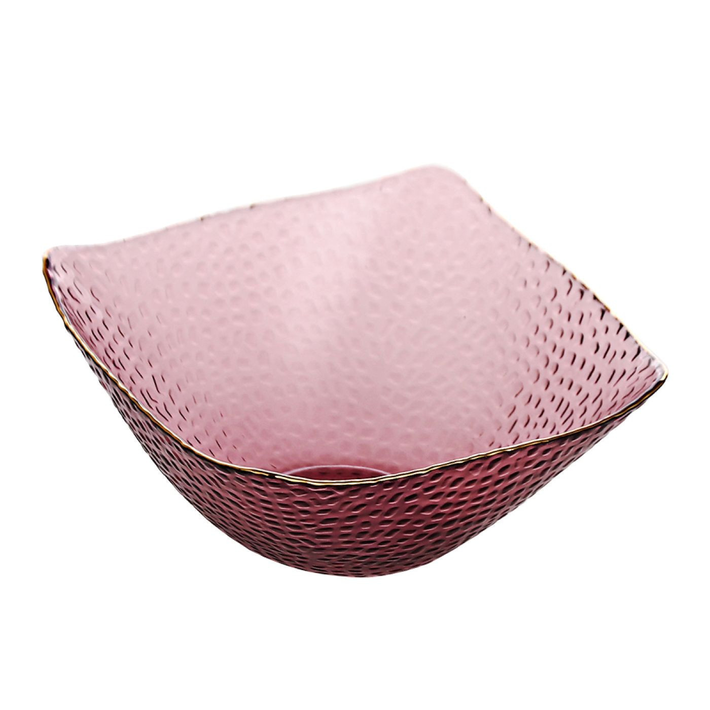 وعاء مربع زجاجي على الطراز الاسكندنافي بحواف ذهبية - 16.8x16.8x7.5 سم
