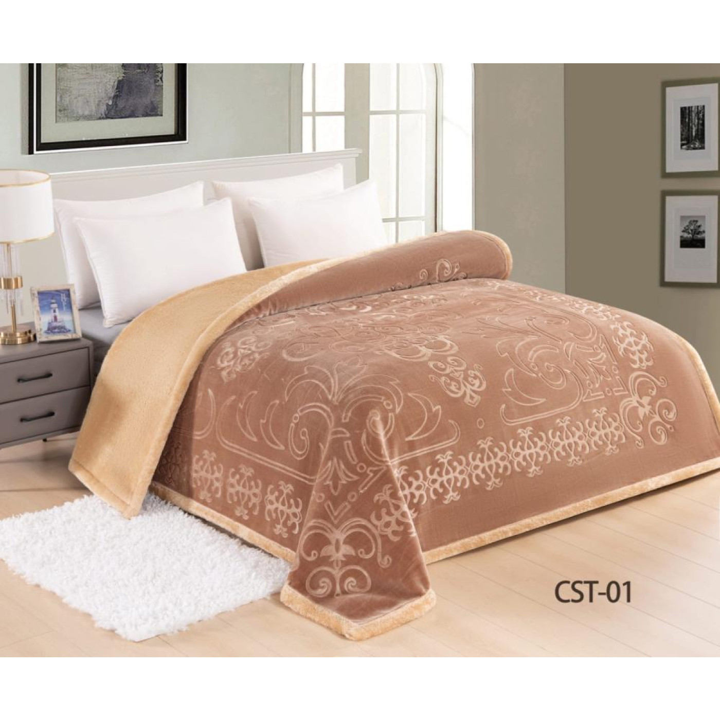 بطانية لوف هوم بوجهين مخمل و فرو - 200x200 سم