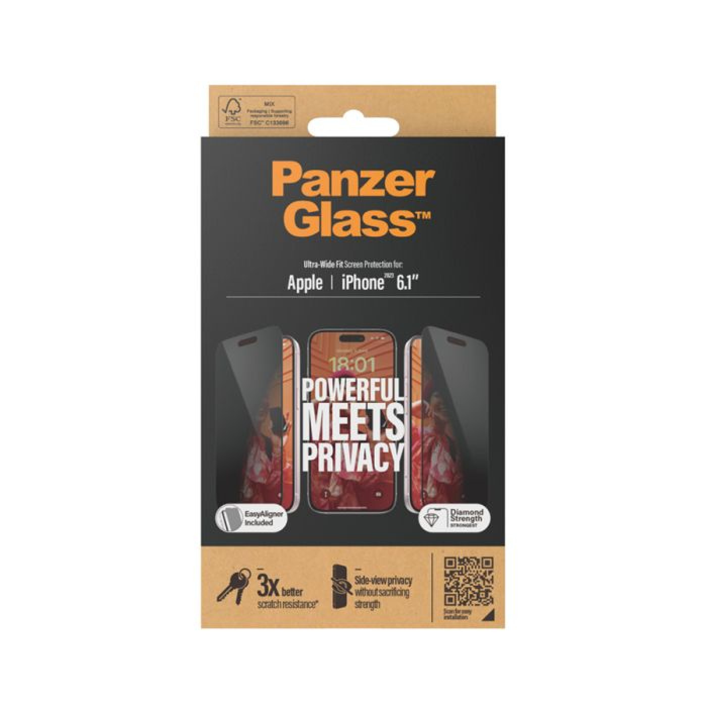 بانزر جلاس شاشة حماية لآيفون 15 - 6.1 بوصة - شاشة حفظ الخصوصية كامل