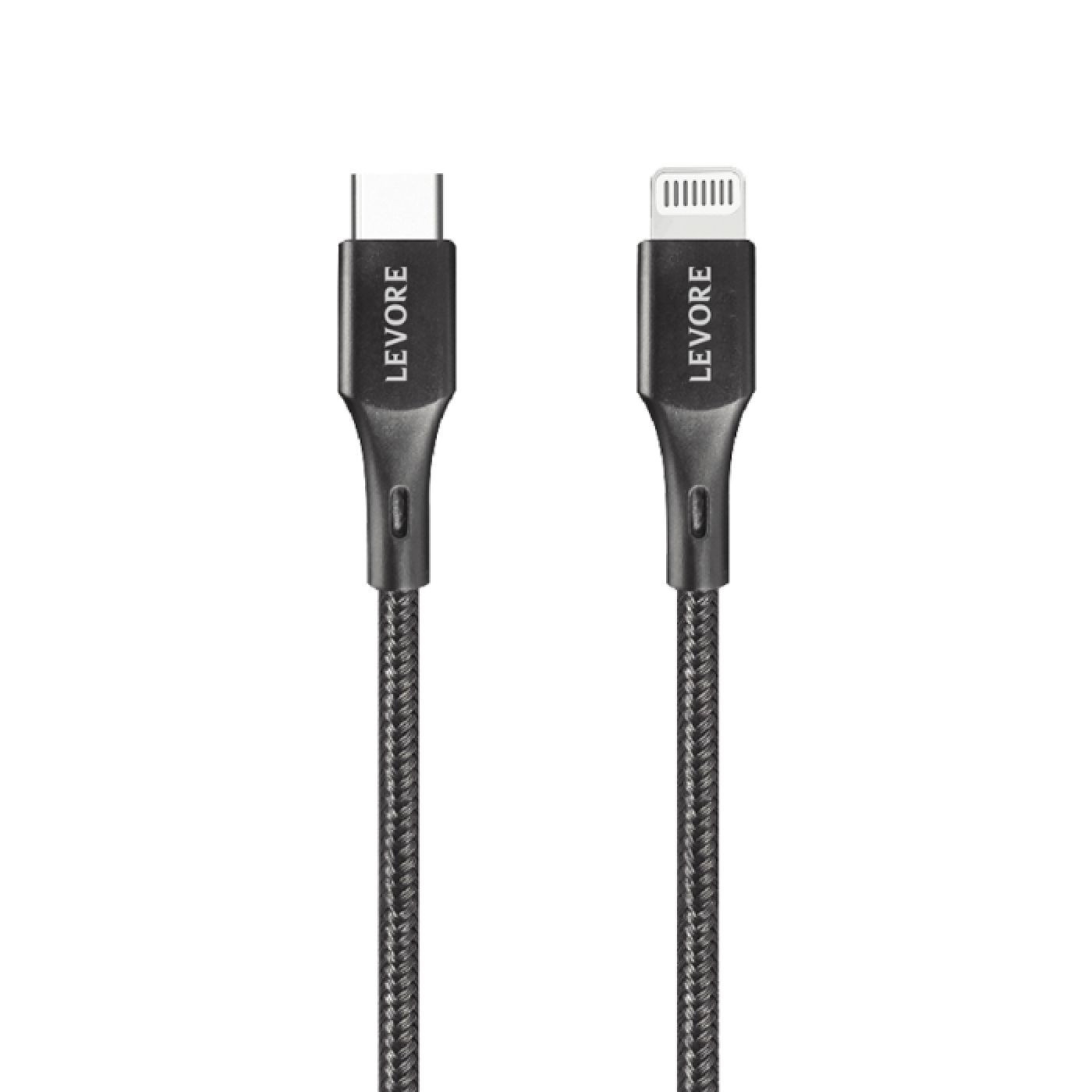 ليفوري كابل شحن نايلون من USB-C إلى Lightning - بطول 1.8 متر - أسود - LC4222-BK