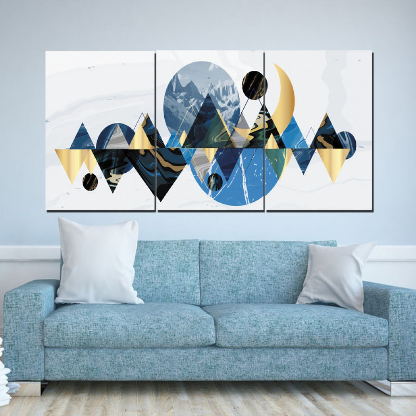 لوحة حائط طبيعة تجريدية ثلاث ثطع - خشب ام دي اف - 120x60 سم - PH 305