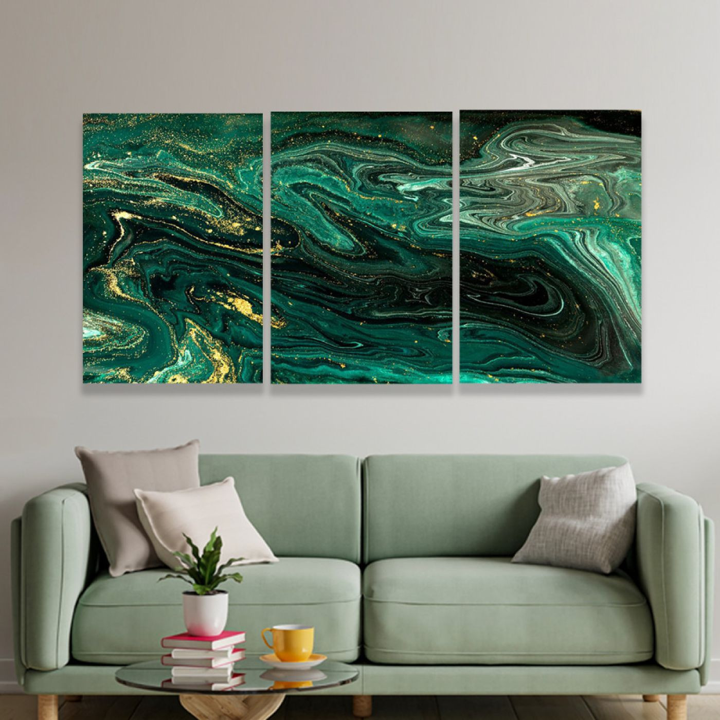 لوحة حائط خشبية أمواج اللون الأخضر - 120x60 سم - خشب ام دي اف - PH 107
