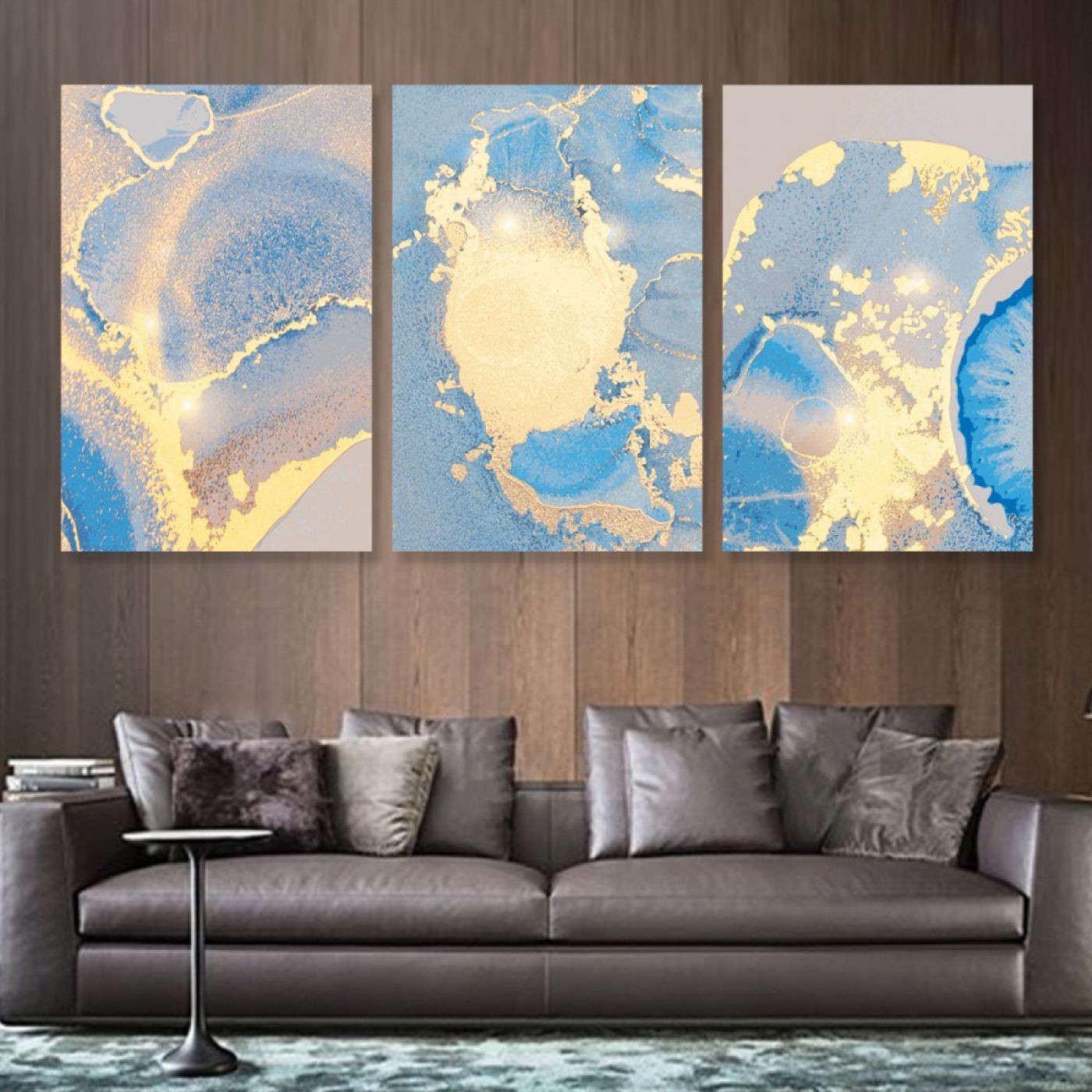 لوحة حائط خشبية أمواج اللون الأزرق - 120x60 سم - خشب ام دي اف - PH 152