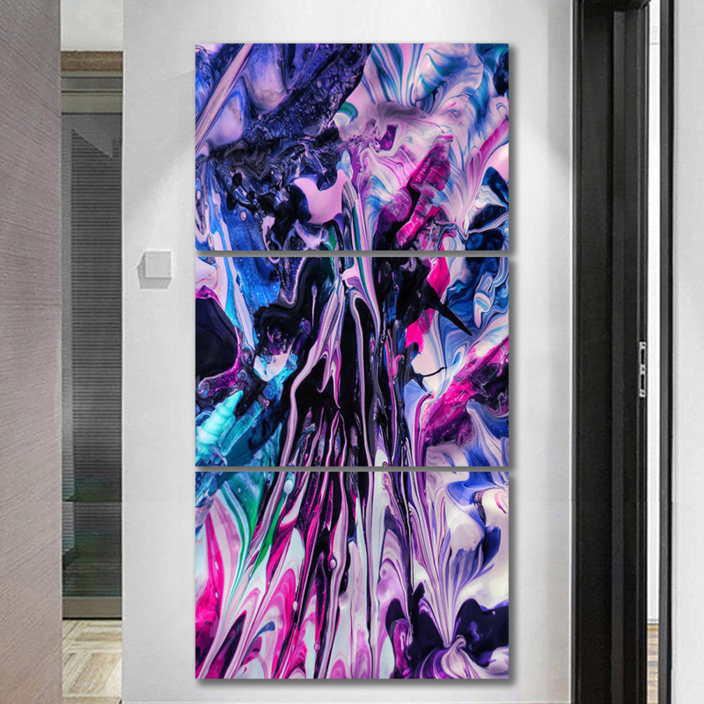 لوحة جدارية حيوية بألوان متعددة - 3 قطع - 120x60 سم