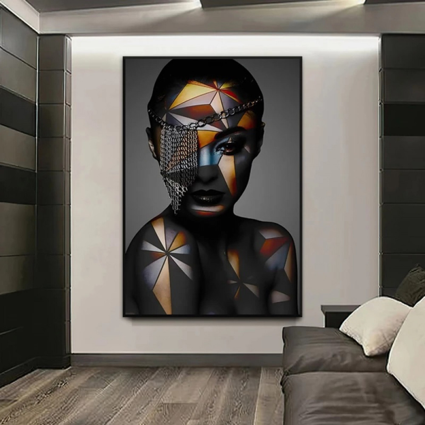 لوحة قماشية إبداعية لإمرأة مع برواز - 120x80 سم