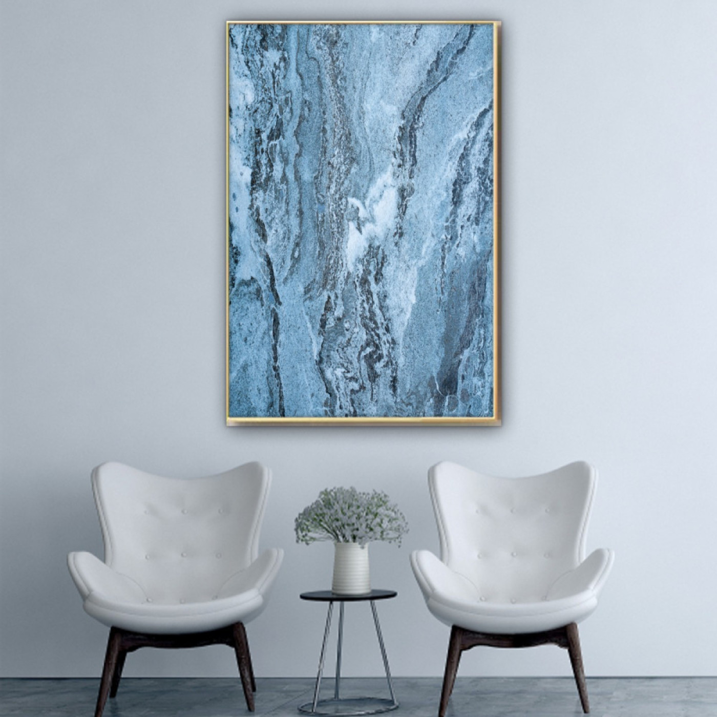 لوحة قماشية فنية مع برواز - 120x80 سم - أزرق