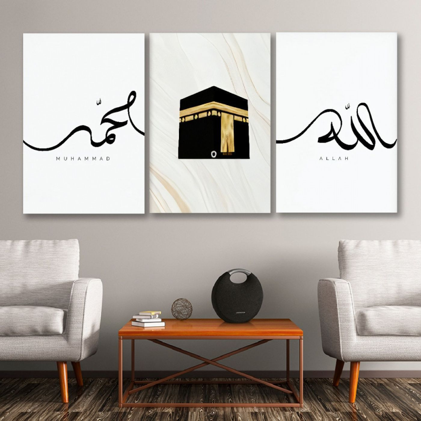 لوحة حائط بتصميم اسلامي رسم الكعبة - خشب ام دي اف - 120x60 سم - PH 273