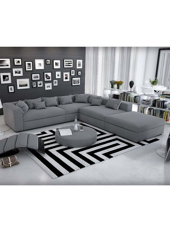 أريكة على شكل حرف L مقاس 300×90×300×85 سم - رمادي، من شركة البيت