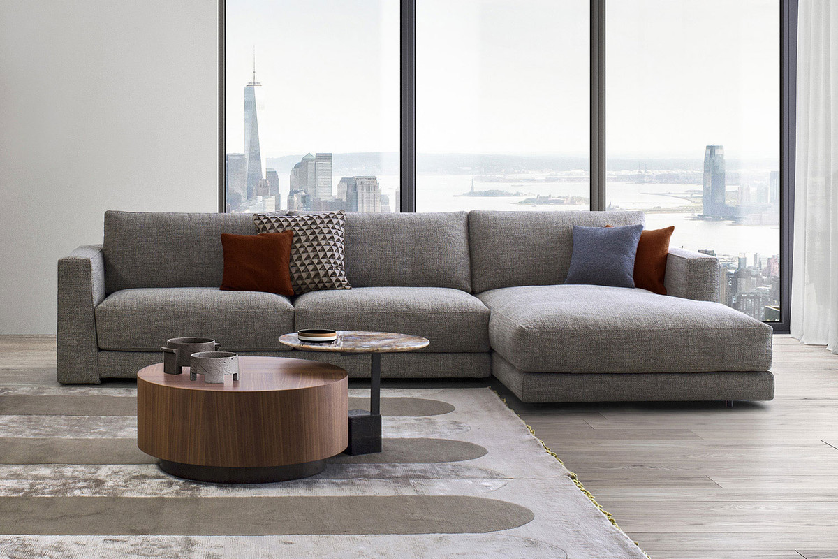 أريكة Alhome الفاخرة باللون النيلي على شكل حرف L، مقاس 240x150x45x85 سم، خشب سويدي
