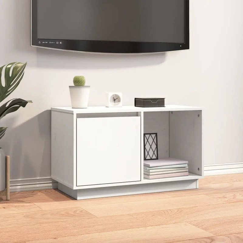 طاولة تلفزيون Alhome White: مركز ترفيهي صغير الحجم وأنيق من الخشب المضغوط
