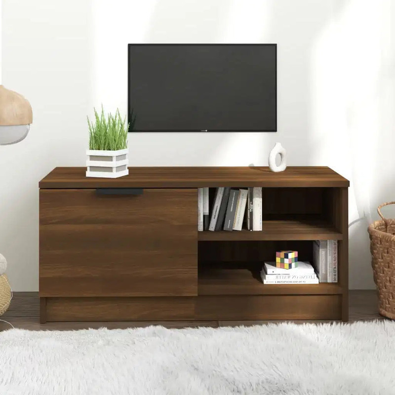 طاولة تلفزيون Alhome Brown: وحدة تحكم ترفيهية أنيقة وواسعة من الخشب المضغوط