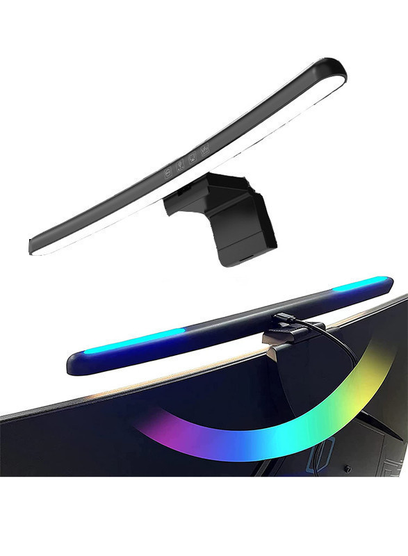 مصباح شاشة الكمبيوتر المنحني مع إضاءة محيطة ملونة RGB, مصابيح شاشة تعمل بالطاقة USB للمكتب/المنزل/الألعاب/المكتب