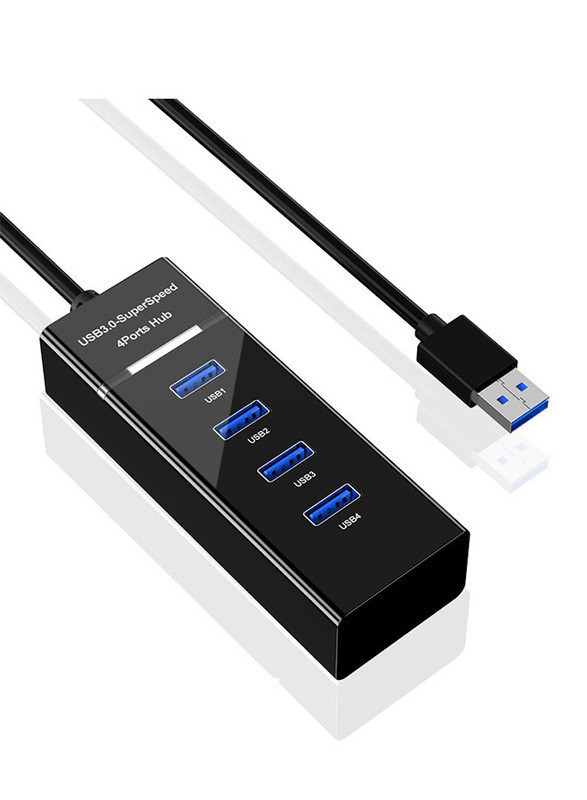 موزع USB 3.0 فائق السرعة ذو 4 منافذ أسود
