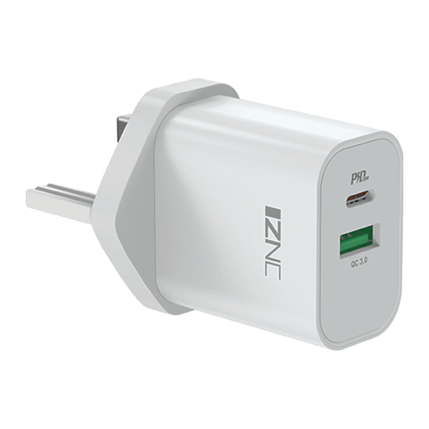 إزنك شاحن جداري بمنفذين PD - USB - أبيض