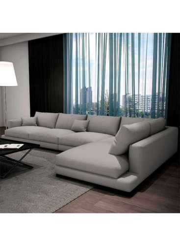 أريكة على شكل حرف L 320×200×90×75 سم - بيج فاتح، من آلهوم