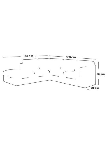 أريكة على شكل حرف L مقاس 300x180x90x88 سم - بيج، من آلهوم