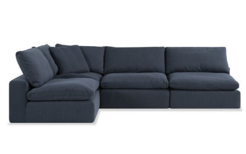 أريكة Alhome أنيقة على شكل حرف L مخملية باللون الأزرق الداكن، مقاس 90x250x170x45 سم، خشب سويدي