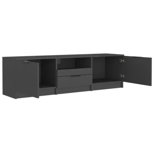 طاولة تلفزيون Alhome Black: مركز ترفيهي معاصر وواسع من الخشب المضغوط