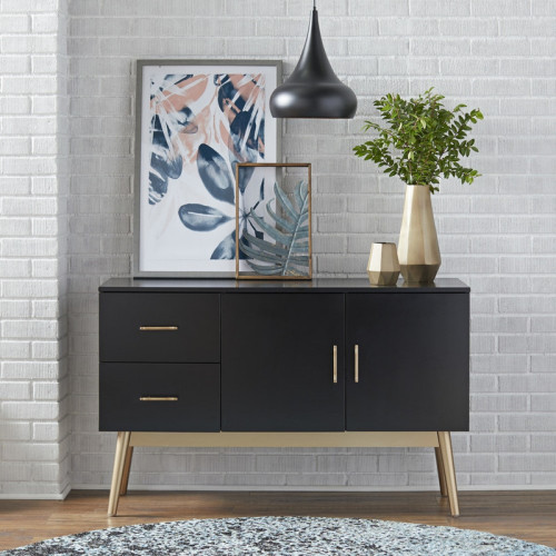 بوفيه Alhome Modern Black MDF: تخزين أنيق لمساحة المعيشة الخاصة بك