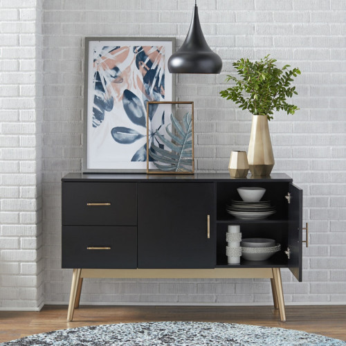 بوفيه Alhome Modern Black MDF: تخزين أنيق لمساحة المعيشة الخاصة بك