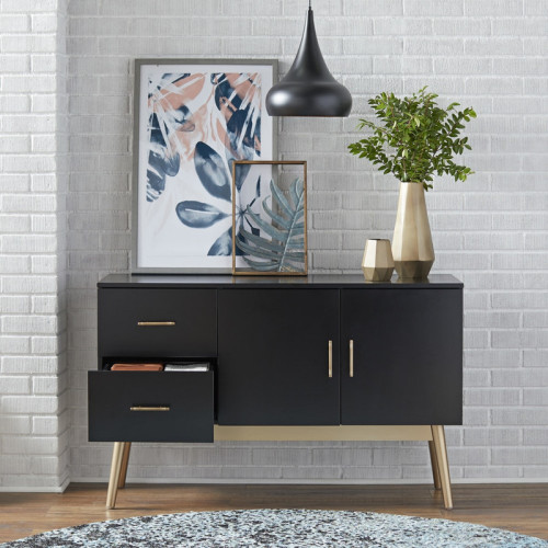 بوفيه Alhome Modern Black MDF: تخزين أنيق لمساحة المعيشة الخاصة بك