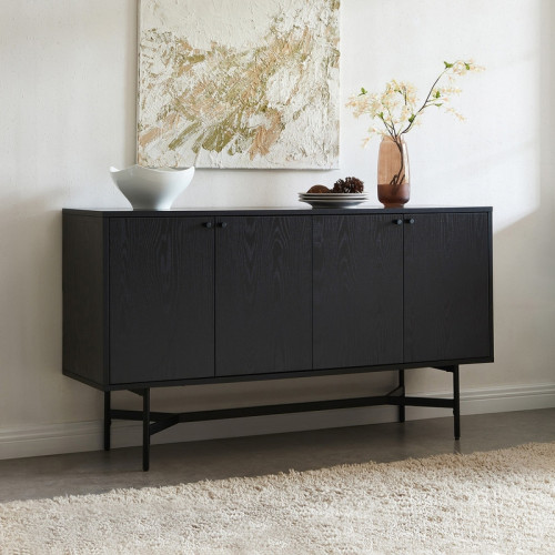 بوفيه Alhome Modern Black MDF: تخزين أنيق لمنزل معاصر