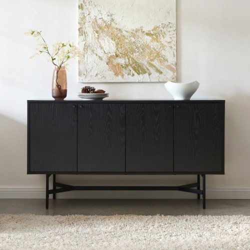 بوفيه Alhome Modern Black MDF: تخزين أنيق لمنزل معاصر