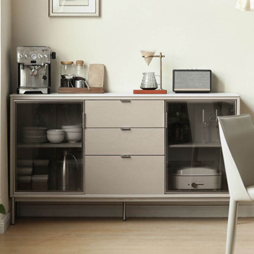 بوفيه Alhome Beige MDF: أناقة خالدة وتخزين عملي لمساحة تناول الطعام الخاصة بك