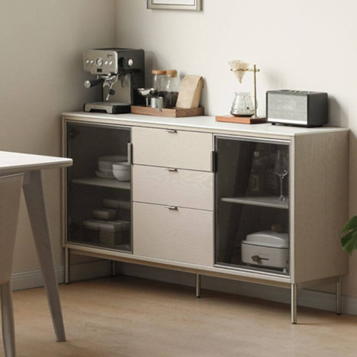 بوفيه Alhome Beige MDF: أناقة خالدة وتخزين عملي لمساحة تناول الطعام الخاصة بك
